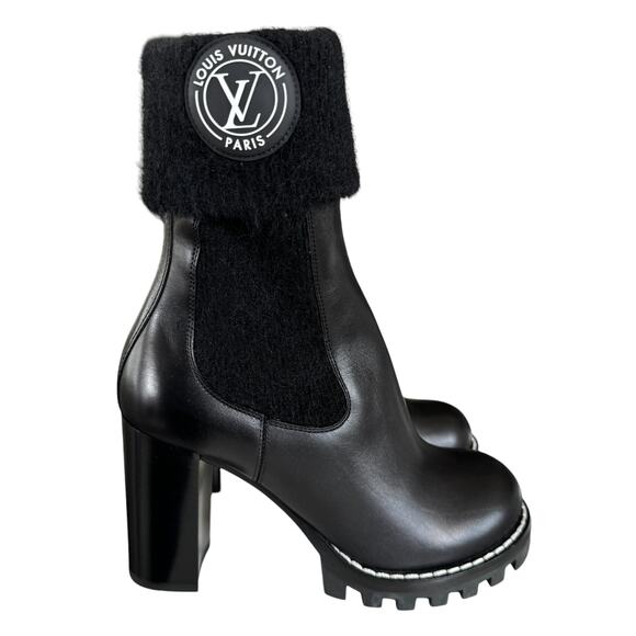 Louis Vuitton Star Trail Leather Ankle Boots Black Size 38 / US 7 NEW - Picture 3 of 13